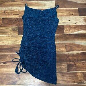Sparkling Blue Ruched Dress